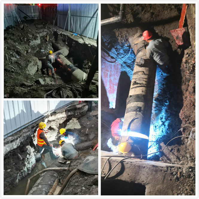 通宵奮戰 保障新老管道順利“碰頭”